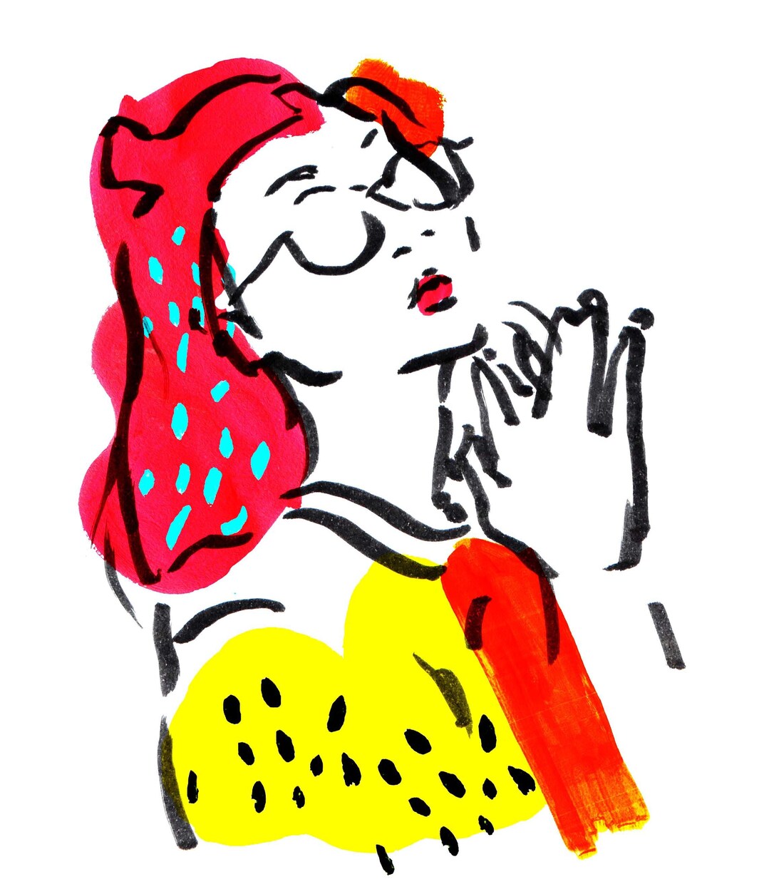 おしゃれなタッチで似顔絵描きます おしゃれでちょっと個性的なビビットな色合いのテイスト イメージ1
