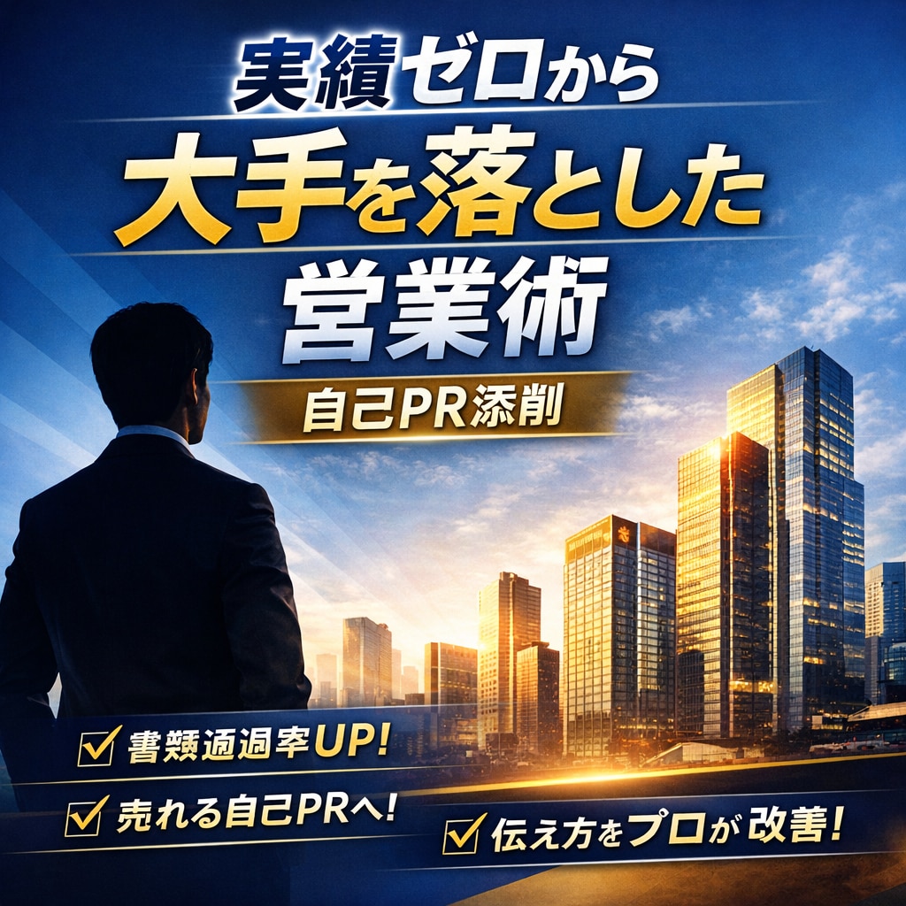 実績ゼロから大手を落とした営業式自己PR添削します 「実績がない」は、伝え方で武器になる。 イメージ1