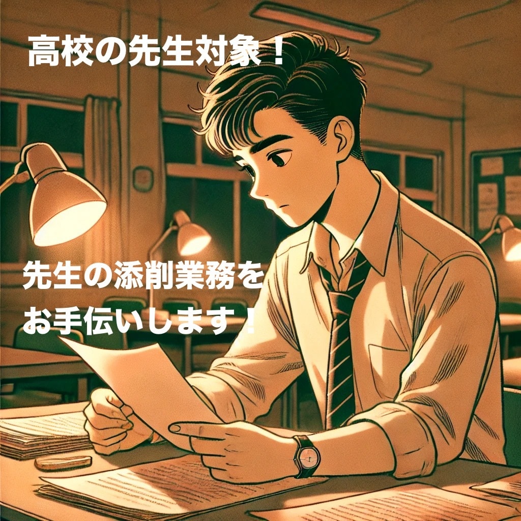 先生のお仕事の負担を減らします 進路指導&国語教員経験者が添削業務のお手伝いをします！ イメージ1