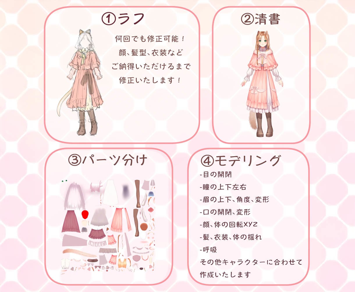 Live2D一括制作（立ち絵～モデリング）致します キャラデザからLive2Dモデリングまで全てお任せください！ イメージ3