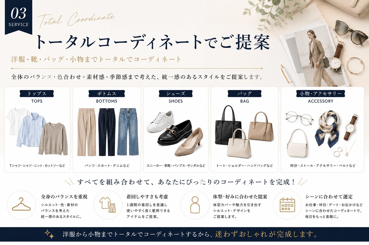 お客様の希望に合わせコーディネート提案します ファッション歴20年｜1週間コーデをプロが完全提案 イメージ4