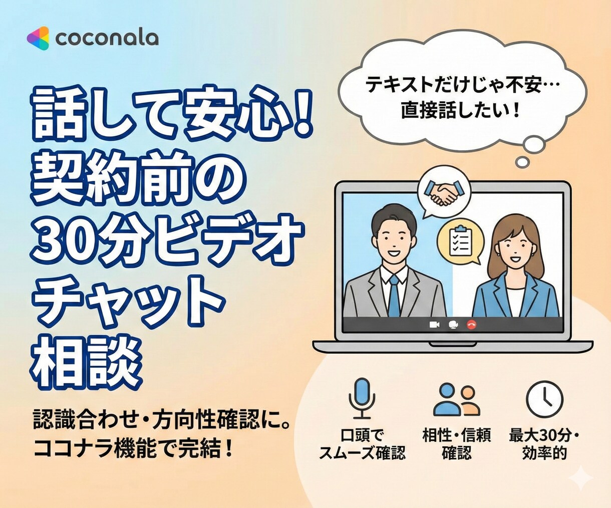 購入前の事前すり合わせ・意識合わせを実施します 購入前前の不安を解消するためのビデオ打ち合わせです！ イメージ1