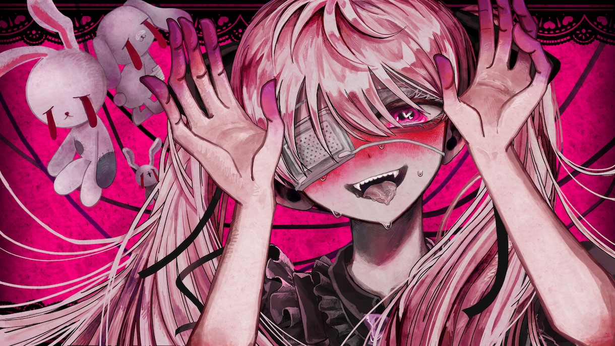 デザイン、アート、絵、地雷系、病みかわ サムネイルイラスト描きます 【病みかわイラスト・ロリータ・地雷系