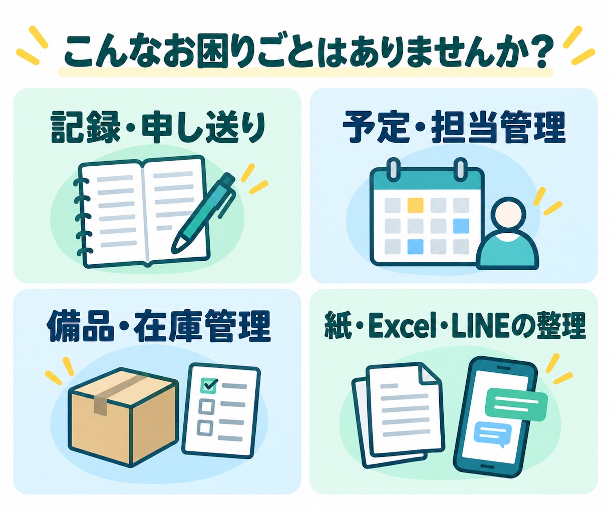 介護現場の困りごとと業務を一緒に整理します 介護福祉士・現場経験12年が業務を整理 イメージ2