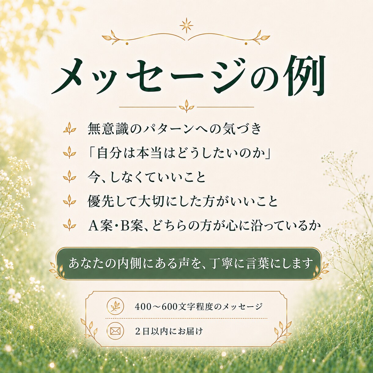 周りを優先してきたあなたへメッセージをお届けします 本音と心の声を整理するメッセージ｜400〜600文字 イメージ3