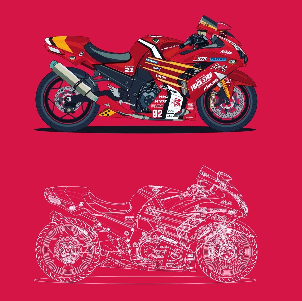 バイクイラスト制作致します 写真をベースに愛車のイラストを作成致します。お願い致します イメージ2