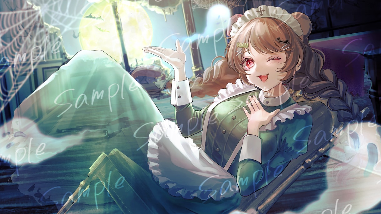 期間限定！ハロウィンイラスト量産企画します サムネにも素材でも使える！洋館メイドさんオバケ仮装 イメージ2