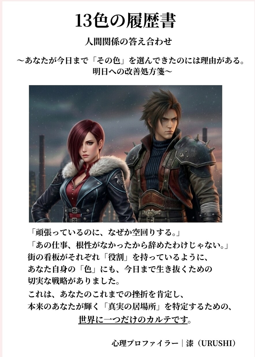 人間関係を整理する心理分析PDFを提供します 13の履歴書で人間関係の答え合わせ イメージ3