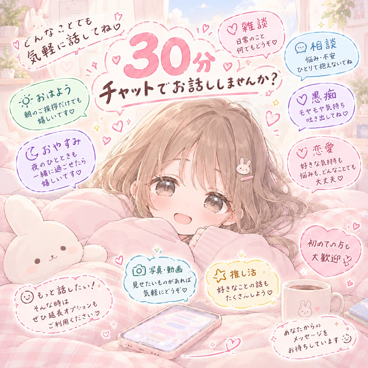 愚痴も悩みも何でもOK♡ あなたに寄り添います まずは30分♡気軽にメッセージしませんか？ イメージ2