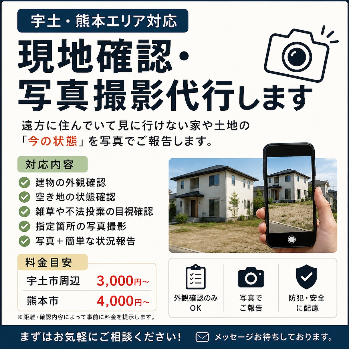 熊本・宇土の現地確認・写真撮影を代行します 遠方の家・土地などを現地確認し写真でご報告 イメージ1