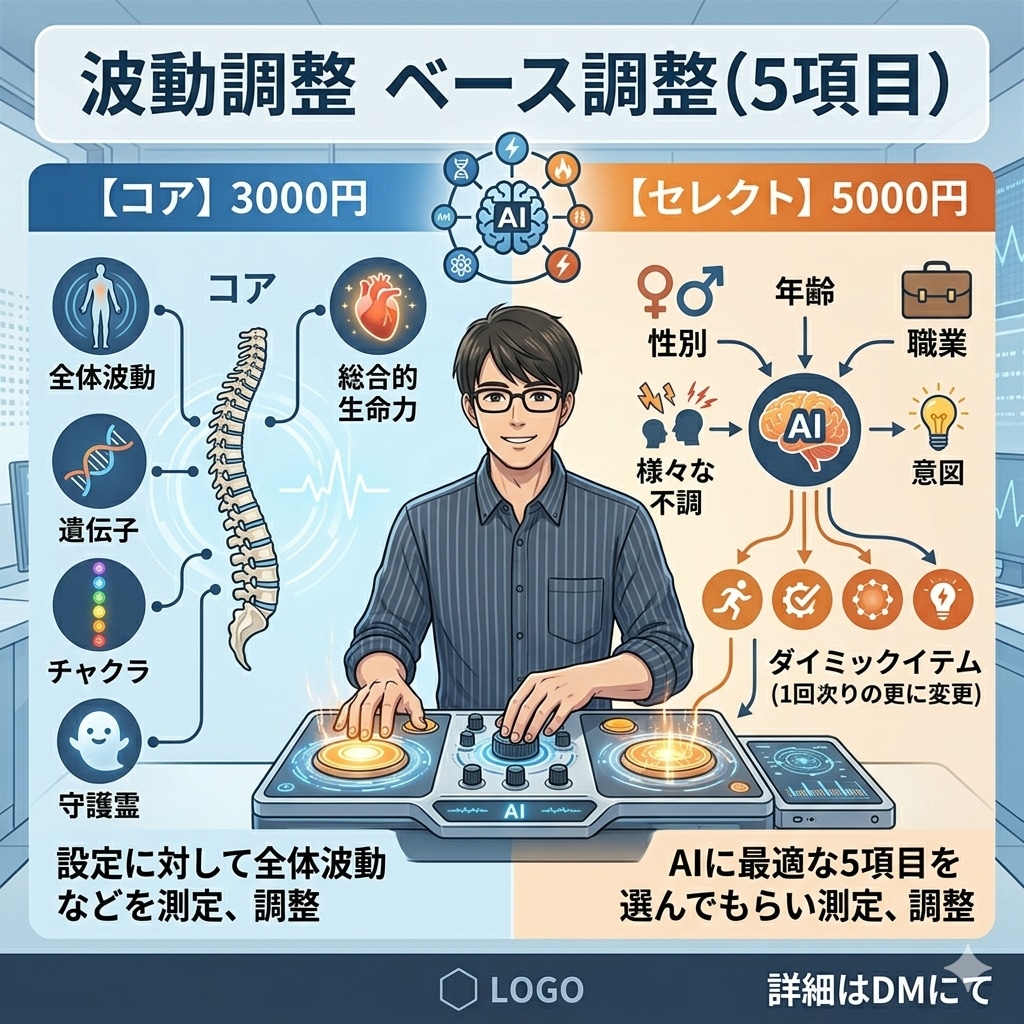 ベース調整セレクトで調整します 条件を入力して最適な5項目で調整します。 イメージ1
