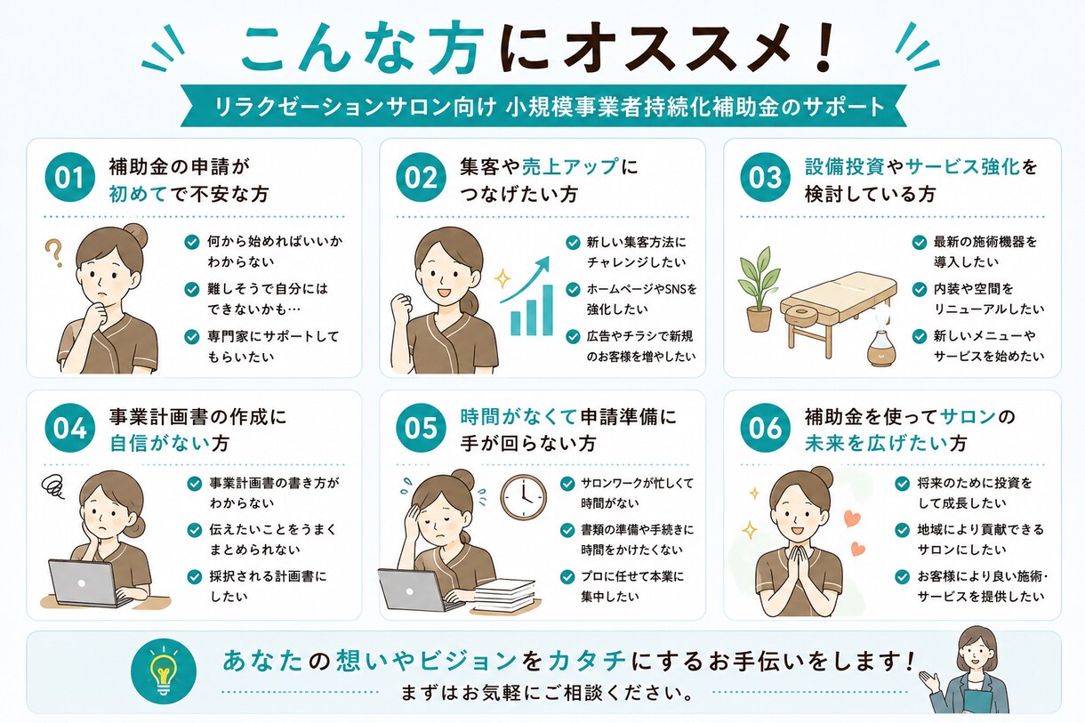 小規模事業者持続化補助金の採択事例を共有します 【リラク・サロン向け】5名様限定！ココナラ出品記念価格！ イメージ3