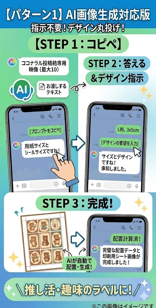 ファミマシール印刷の自動計算プロンプトを販売します ファミマ専用コピペで失敗ゼロ！推し活やラベル計算に イメージ2