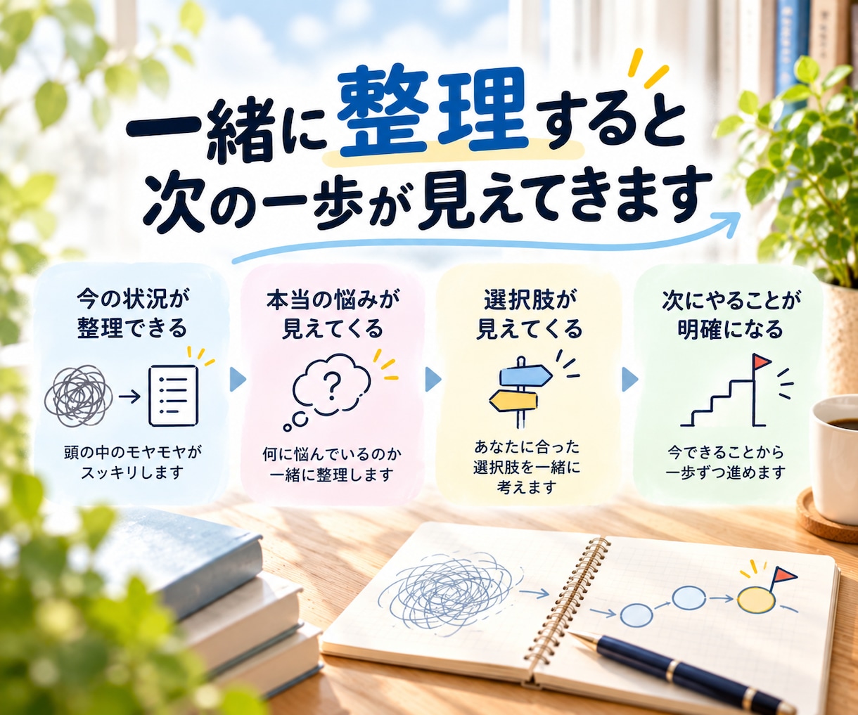 悩みやモヤモヤを一緒に整理します うまく話せなくても、まとまっていなくても大丈夫です イメージ3