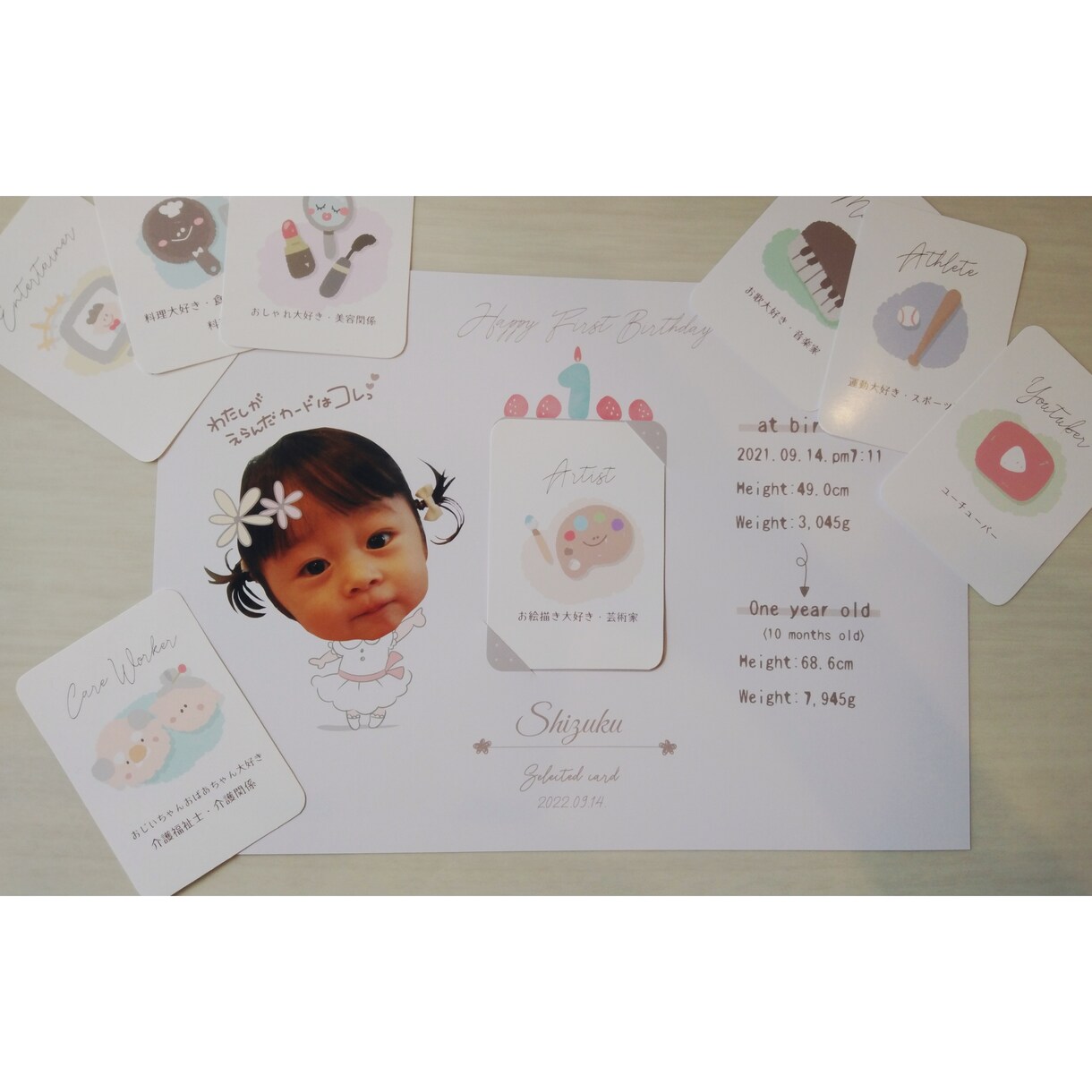 1歳Birthday✻°•選び取りカード作ります お子さまのお顔入りの台紙付き!!1歳最初の想い出に…⸝⋆⸝⋆ イメージ4