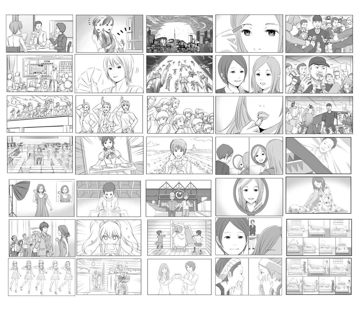【企業】モノクロコンテ（線画＋グレー塗り）を制作します【広告代理店様向け】 イメージ1