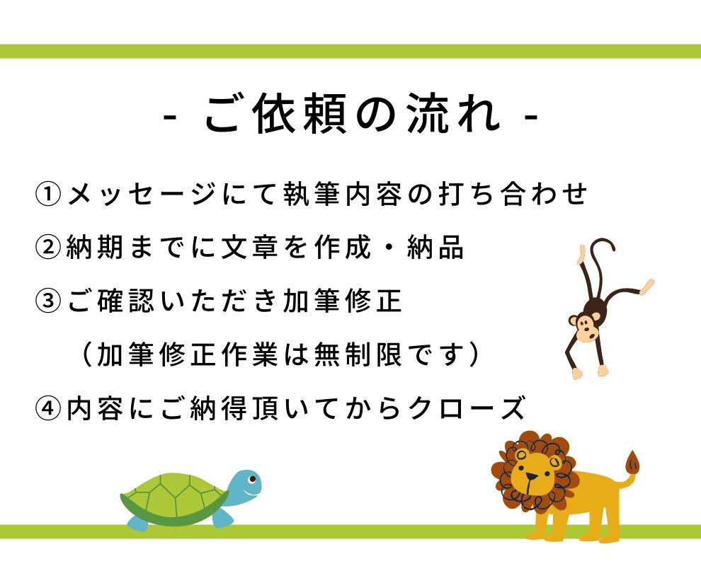 何でもあり！動物、ペットの文章の執筆します 1文字＝1円〜/1記事〜大量発注まで柔軟に対応します！ イメージ5