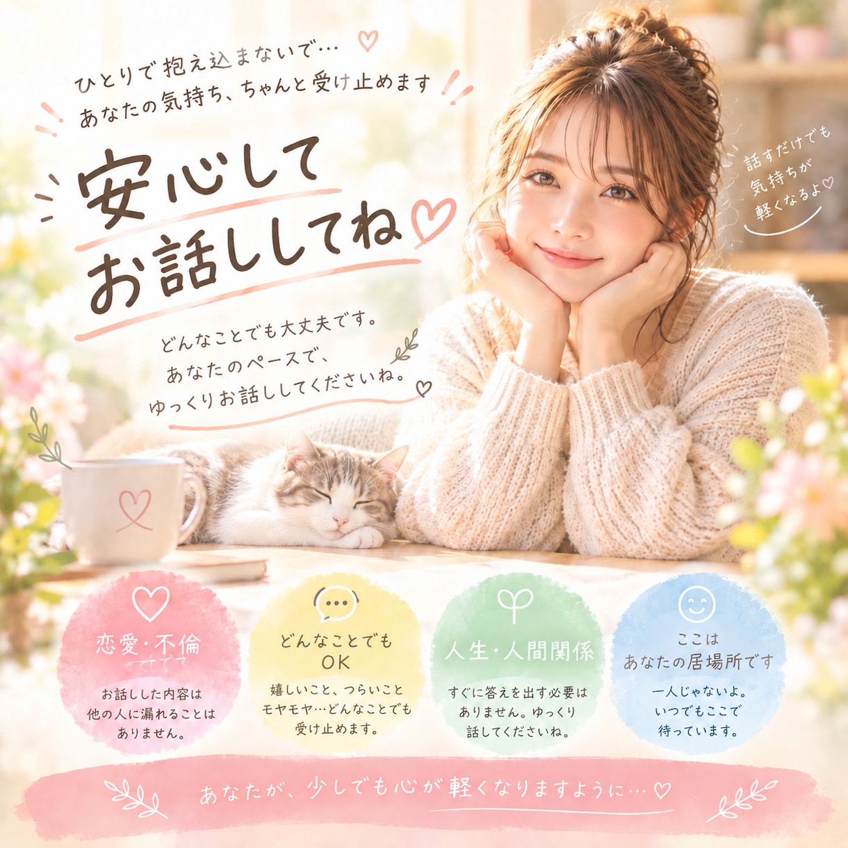 どんなお悩みも一緒に整理します 答えを急がず、あなたの気持ちから一緒に考えます イメージ2