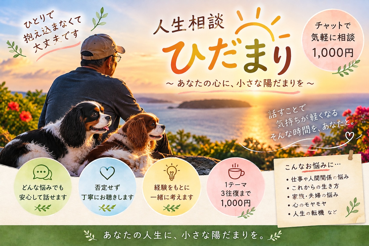人生の悩みに寄り添い解決策を一緒に考えますます 仕事・人間関係・人生の悩みに経験を活かして寄り添います イメージ1
