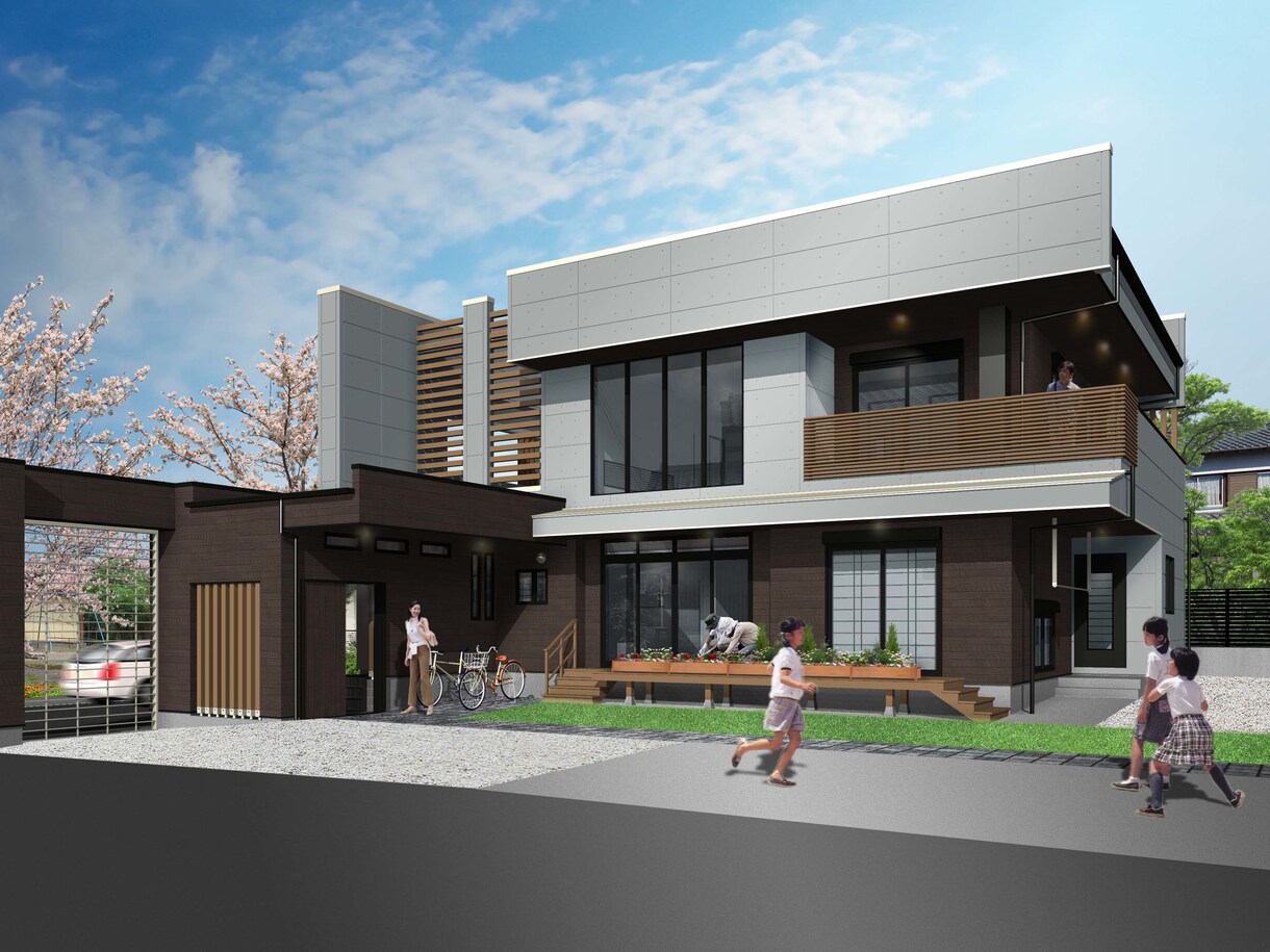 打合せに適した住宅の外観パースを作成します 建築士による実際の品番でのパターン出しに対応します！ イメージ1