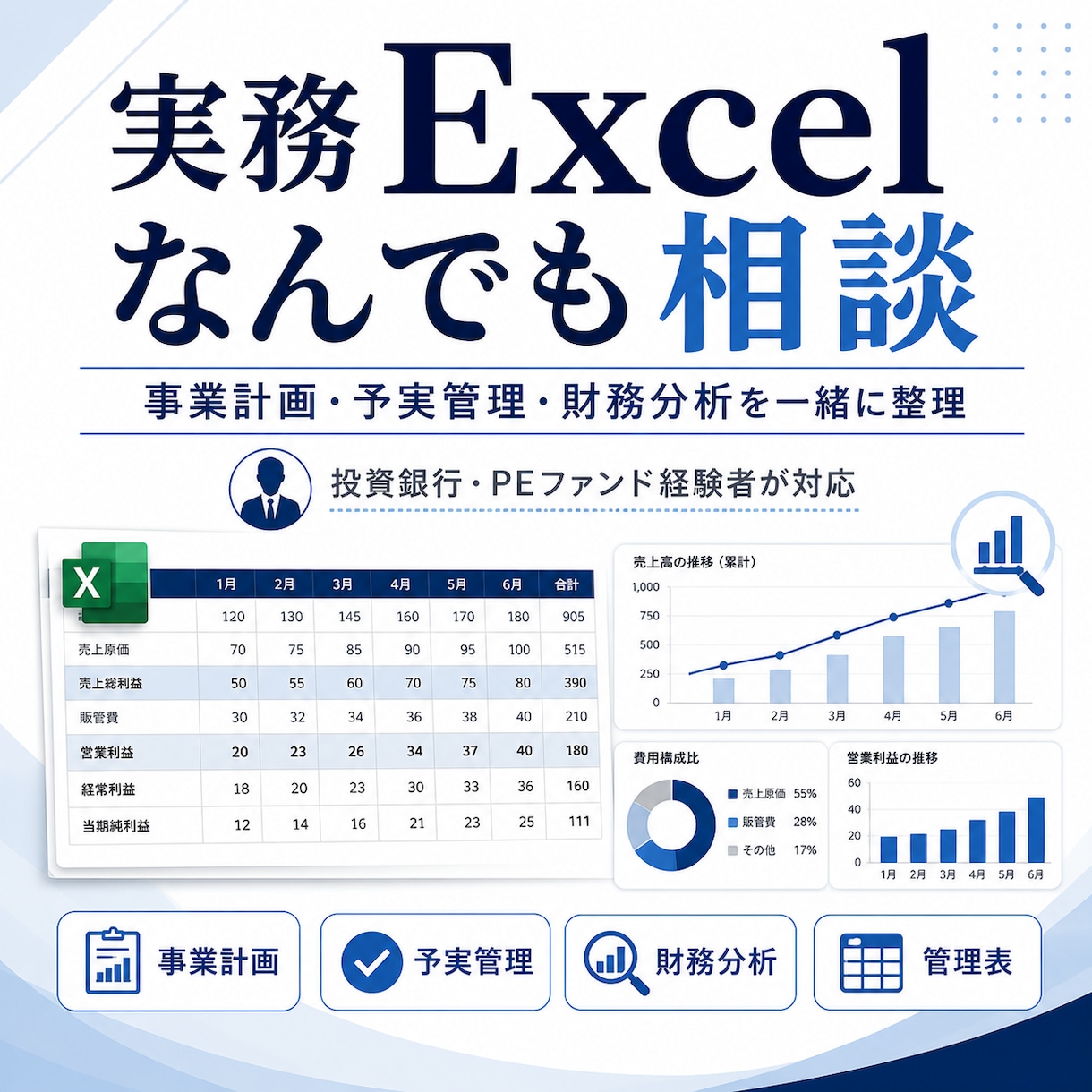 実務Excelなんでも相談のります 事業計画・予実管理を一緒に整理 イメージ1