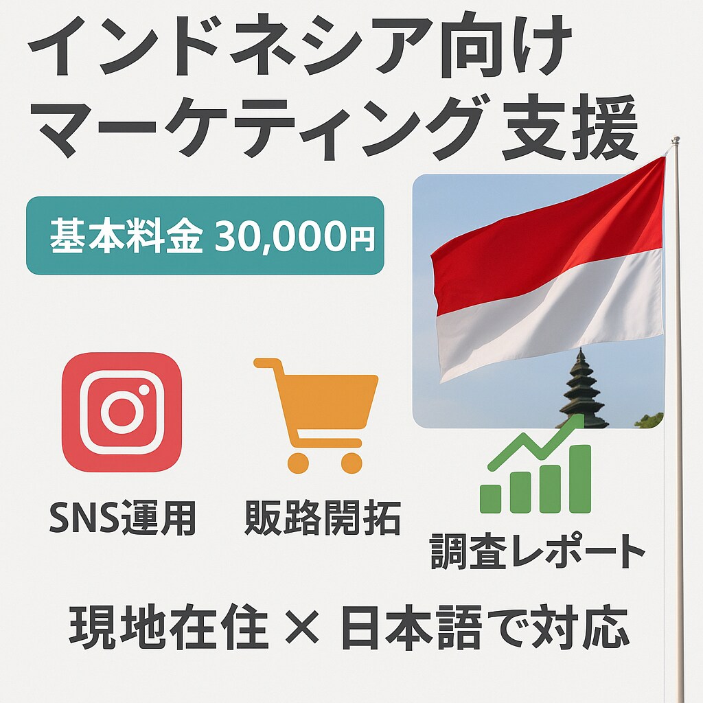 インドネシア市場向けマーケティングを支援します 現地在住×日本語対応で、信頼できるマーケ支援をご提供！ イメージ1