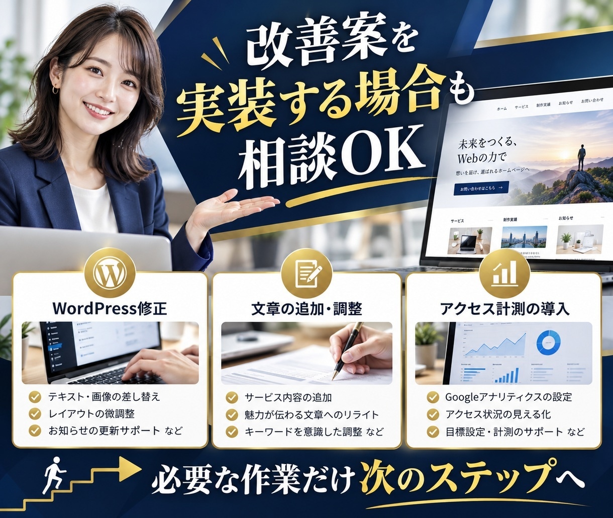 問い合わせにつながるホームページへ改善します 文章と導線を整え問い合わせにつなげます イメージ7