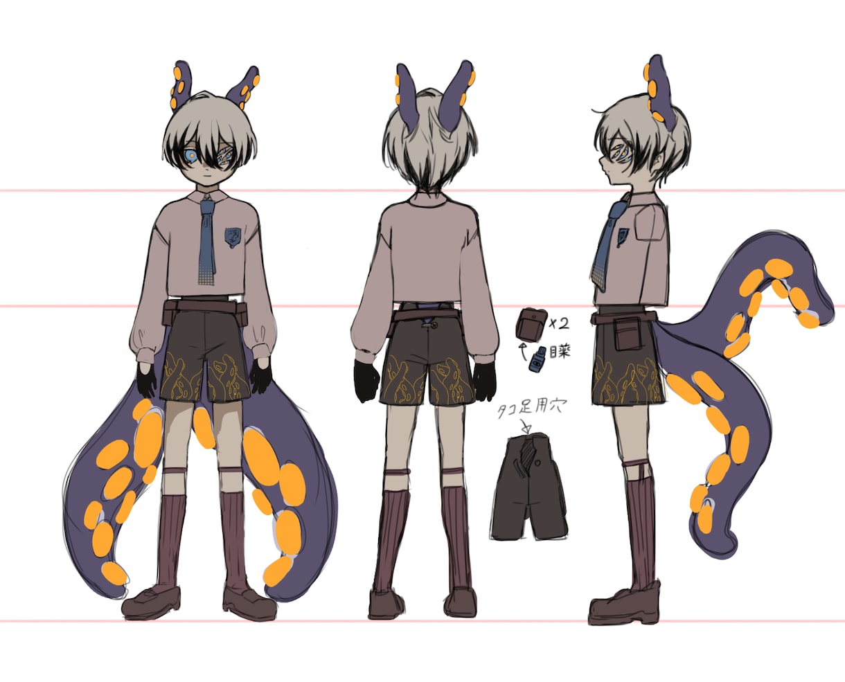 キャラクターをデザインします ご要望にそったキャラクターの三面図と立ち絵を制作します イメージ5