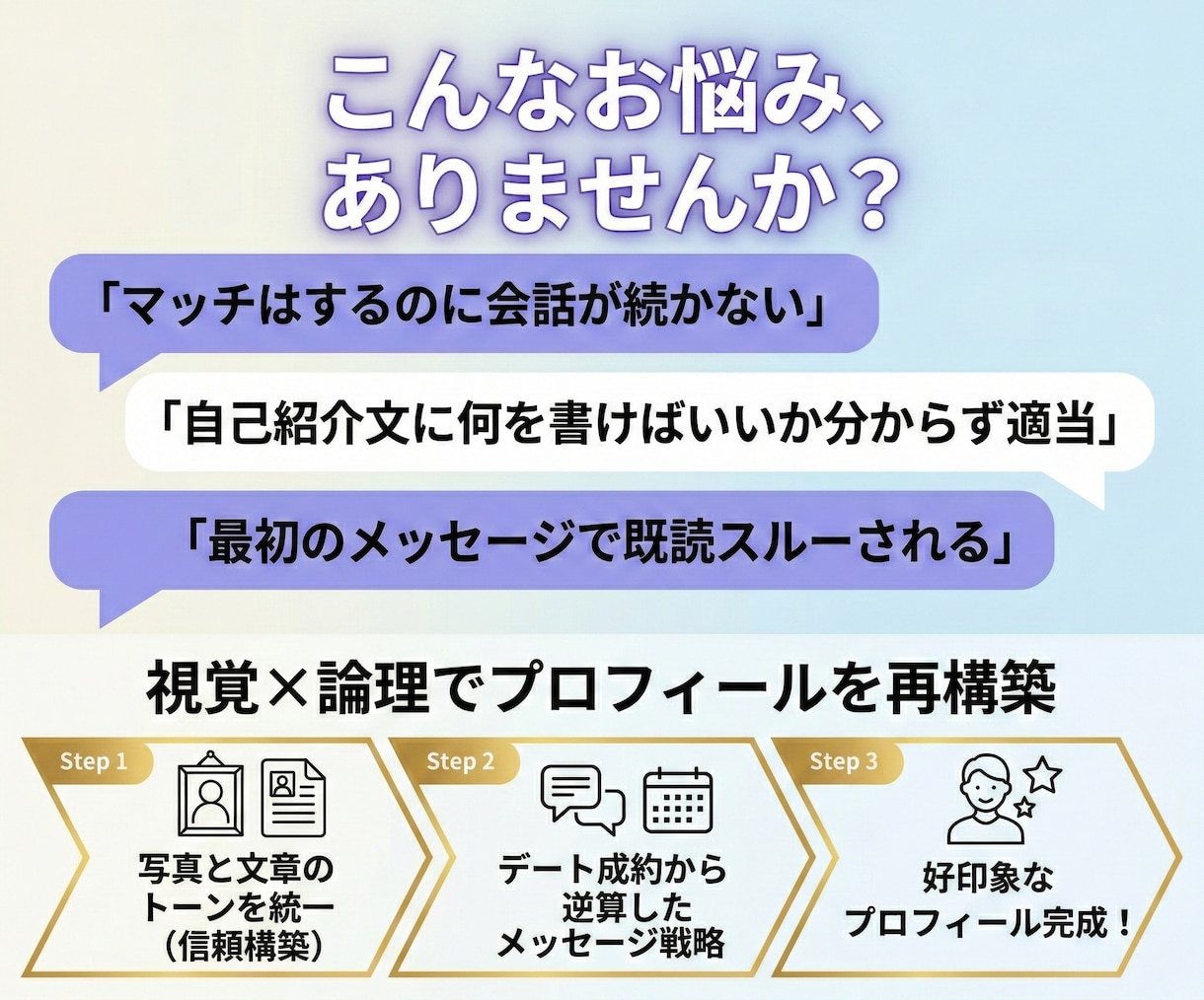 マッチ率UP！選ばれるプロフ,戦略を制作します 「いいね」を「出会い」に変える。経験からの文章,写真の魔法。 イメージ2