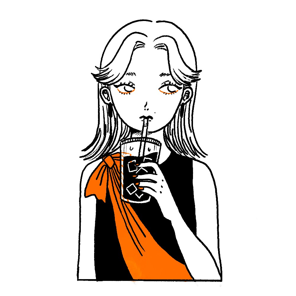 シンプルな線画の似顔絵イラスト描きます あなたの好きな色をアクセントにした似顔絵 イメージ2