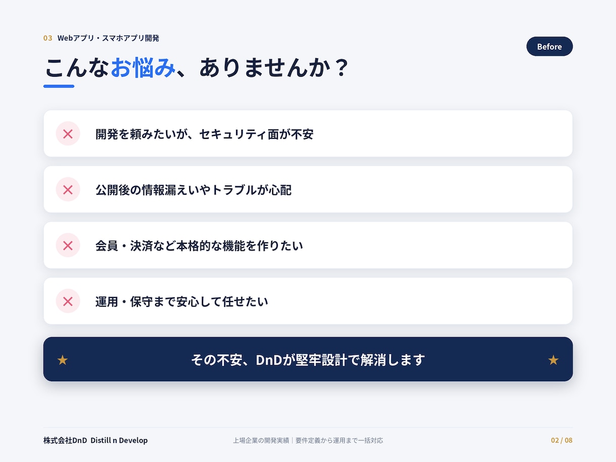 上場企業実績｜Webアプリを堅牢に開発します 脆弱性対策まで標準対応。上場企業実績の体制で安心設計 イメージ2