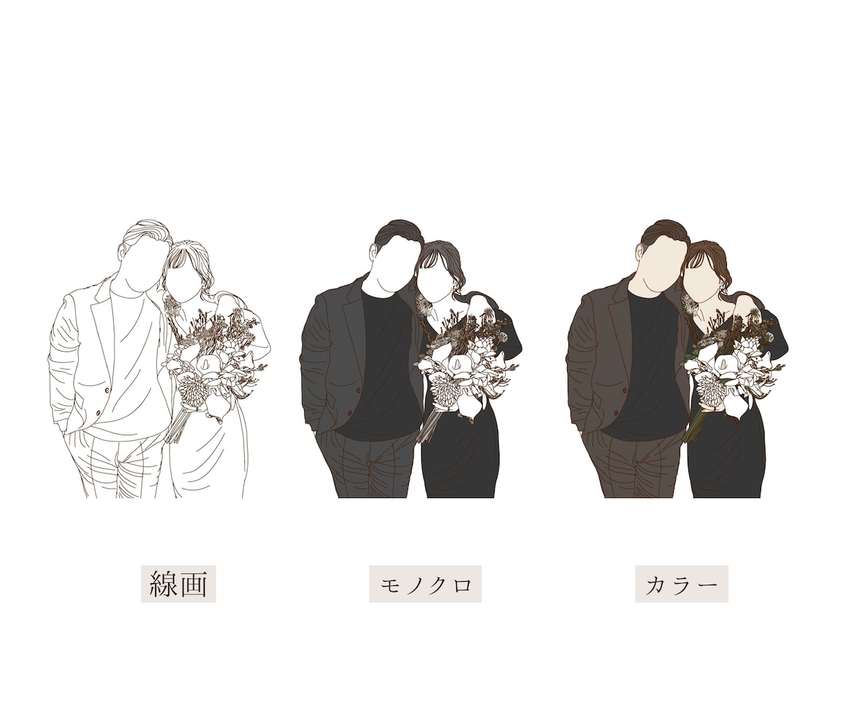 写真をお洒落なイラストにします 線画、モノクロ、カラー 等自由にお選びいただけます イメージ3