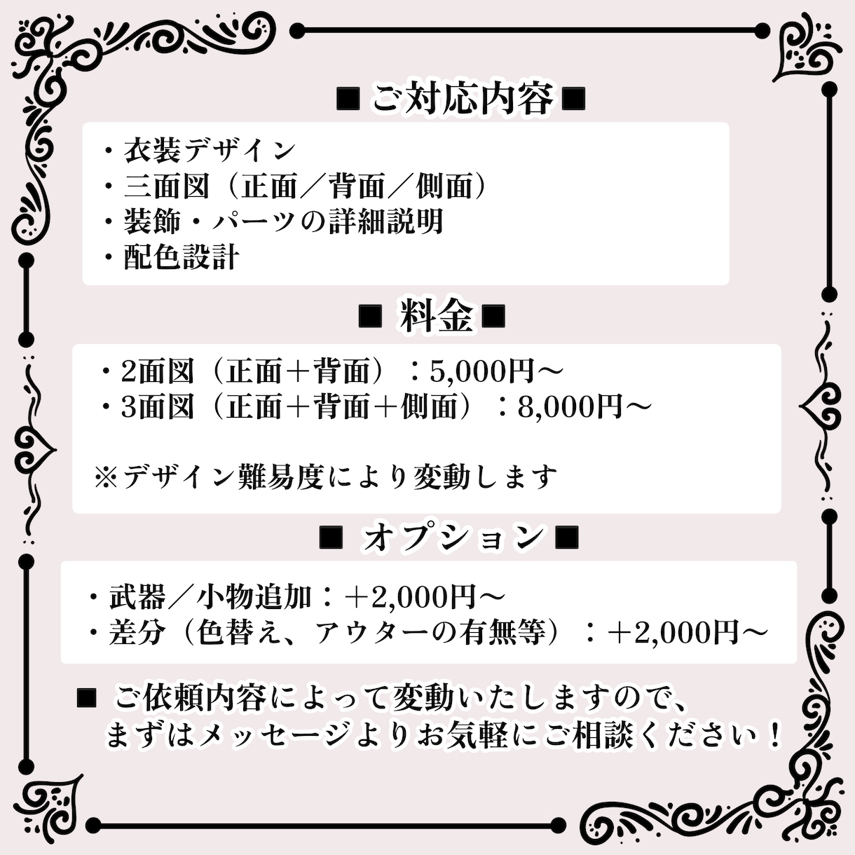 設定画レベルの衣装デザインを制作いたします 「使える衣装デザイン」をお求めの方へ イメージ2
