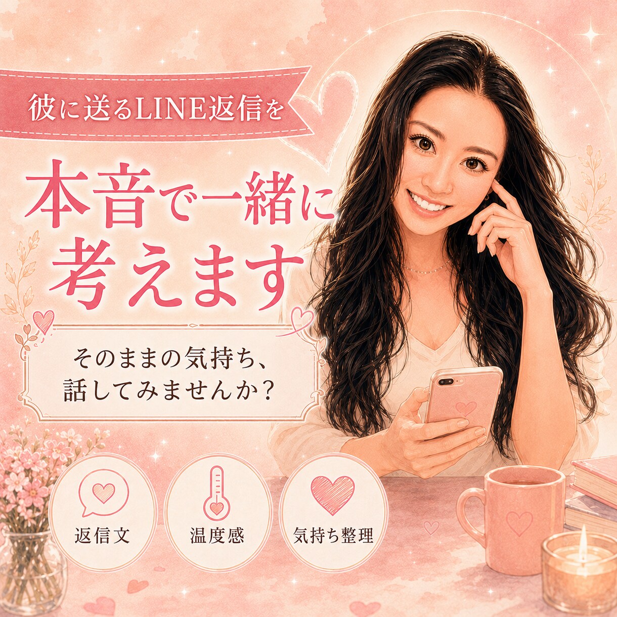 彼に送るLINE返信を本音で一緒に考えます 重くならず本音が伝わる彼への一文を女性目線で考えます イメージ10