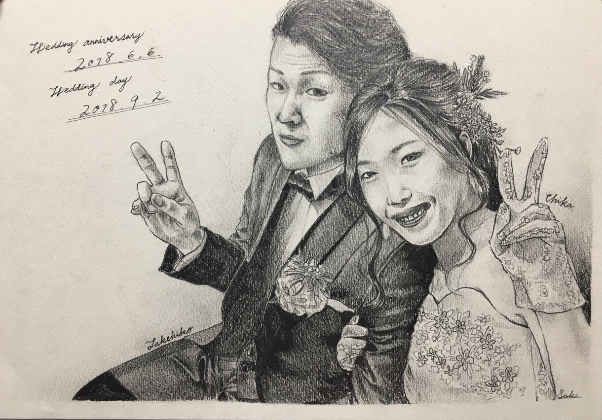 そっくりリアルな似顔絵描きます プレ花嫁卒花嫁さん、カップル、子持ちさんにおすすめです！ イメージ3
