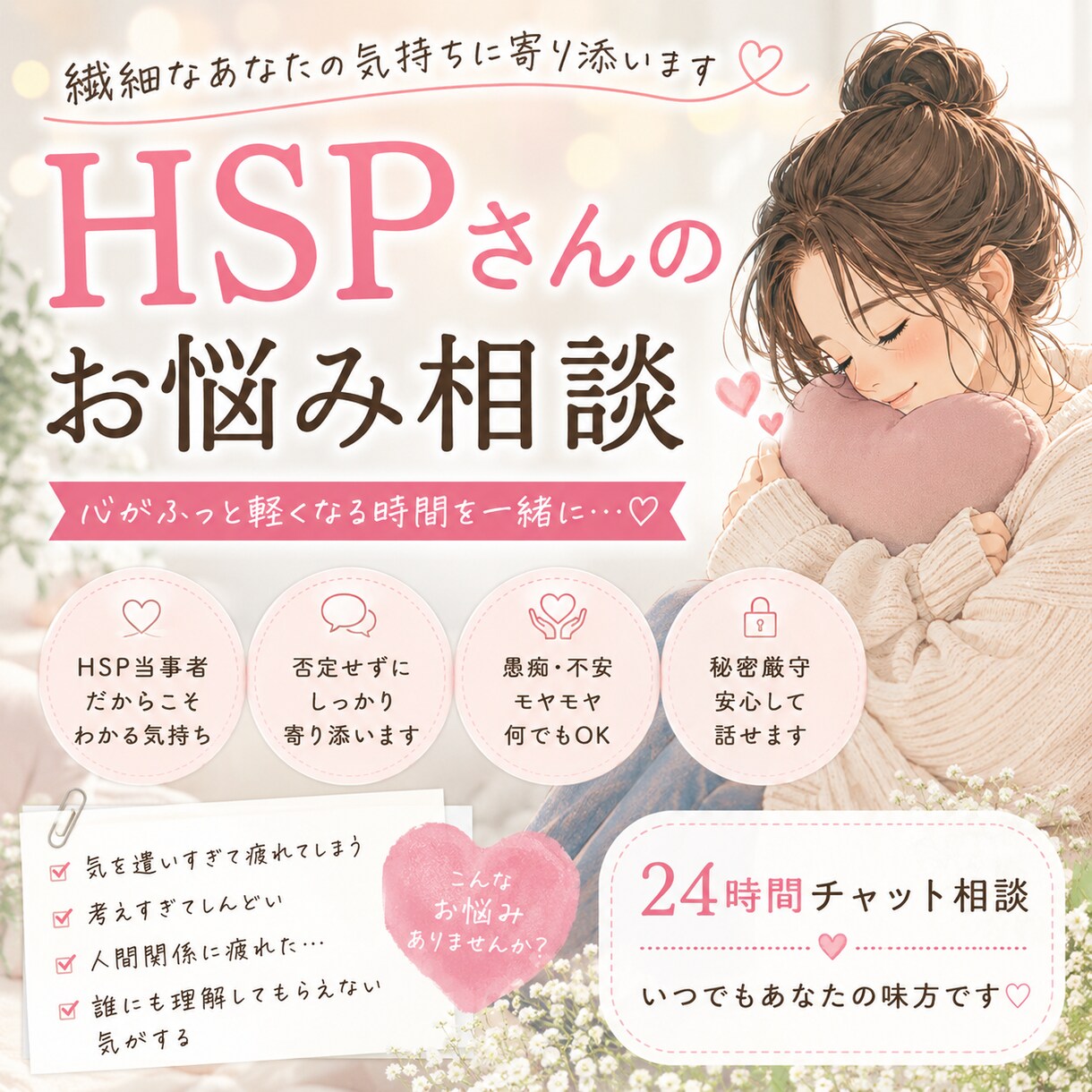 HSP気質で生きづらい方 お話聞きます 考えすぎ・疲れやすい・人間関係の悩みもOK♡ イメージ1
