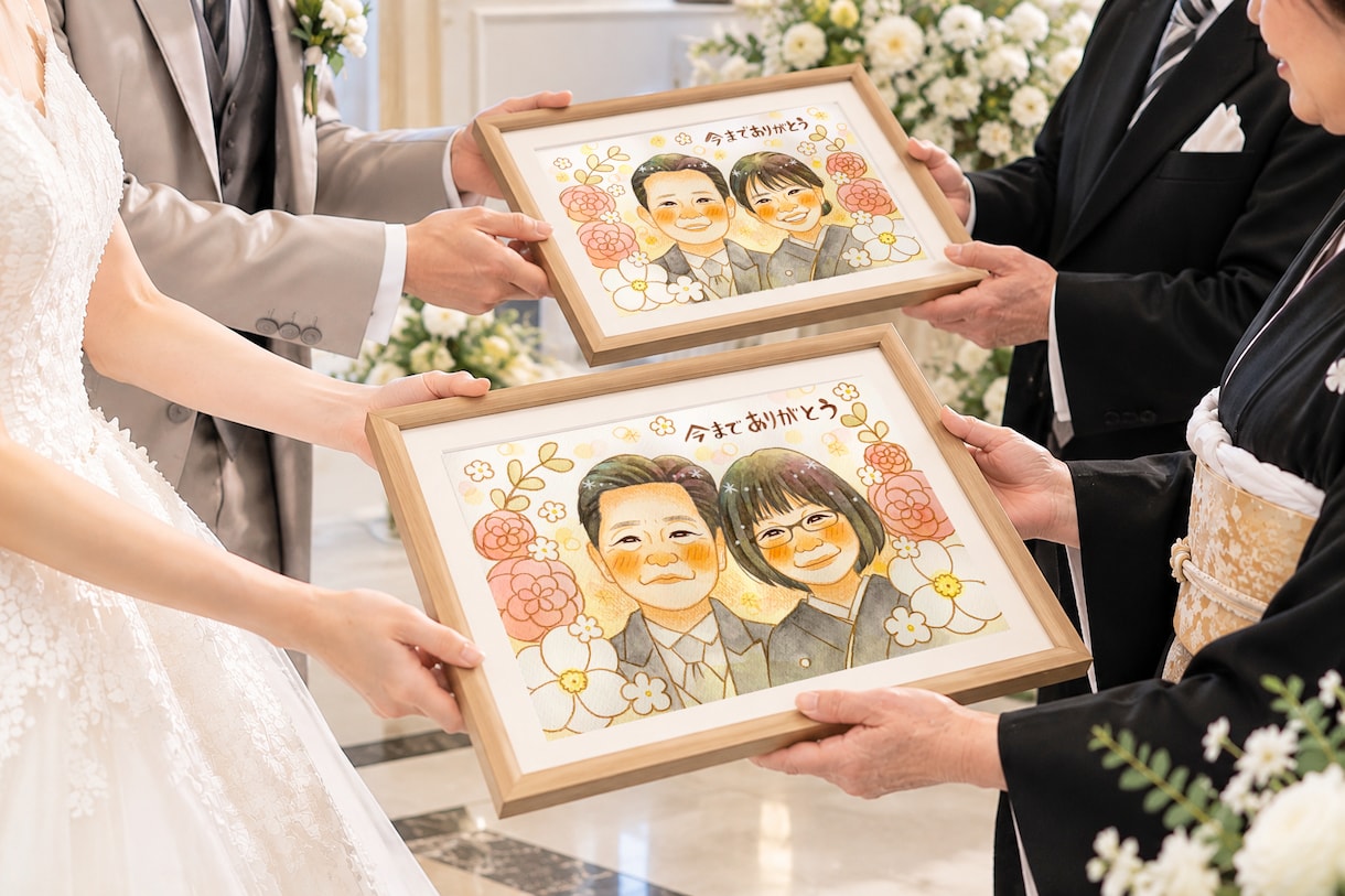 最短5日発送可能！ウエディングの似顔絵描きます 結婚祝い・ウェルカムボード・プレゼントに♡ イメージ2