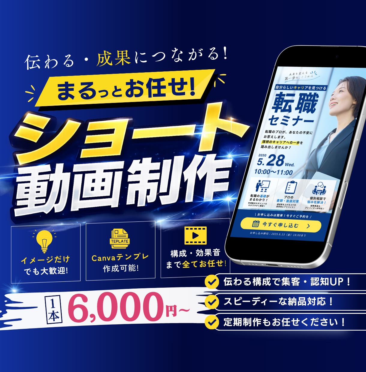 Canvaでショート動画作成します おおまかな構成と素材だけでもOK！テンプレート作成も可能！ イメージ1