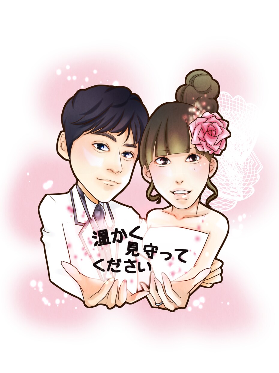 結婚式の似顔ウェルカムボードを描きます 世界に1つ！笑顔の似顔絵ウェルカムボードで彩を♪ イメージ2
