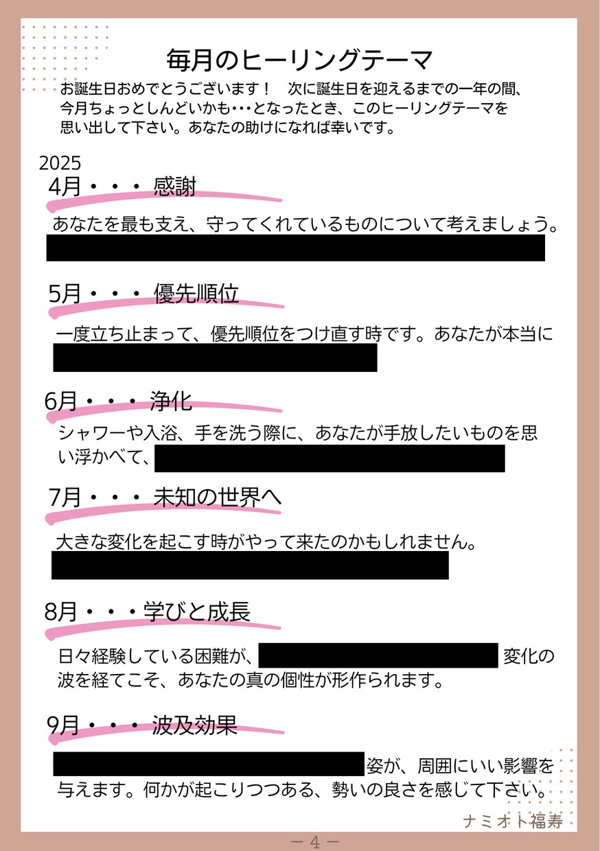 4月生まれの方限定で占います PDFでもお届け！癒やしと開運のハッピーバースデーセット！ イメージ4
