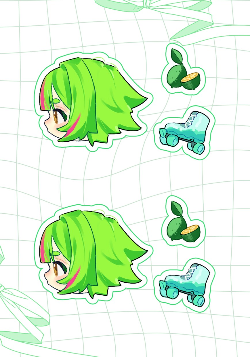 ネップリ対応　フレークシールちゃんを描きます ミニキャラ横顔＋お好きなモチーフ2点描きます。 イメージ5