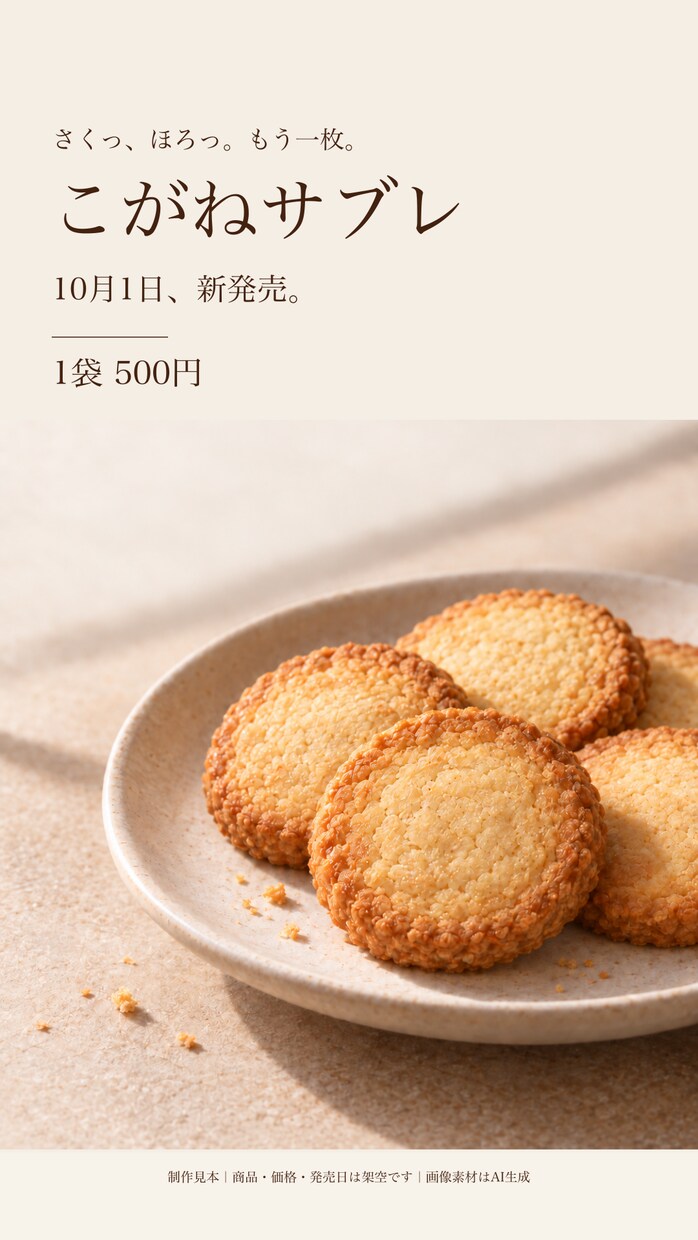 商品写真からSNSの告知画像を2サイズ作ります 写真と掲載内容を送るだけ。統一感のある告知に イメージ3
