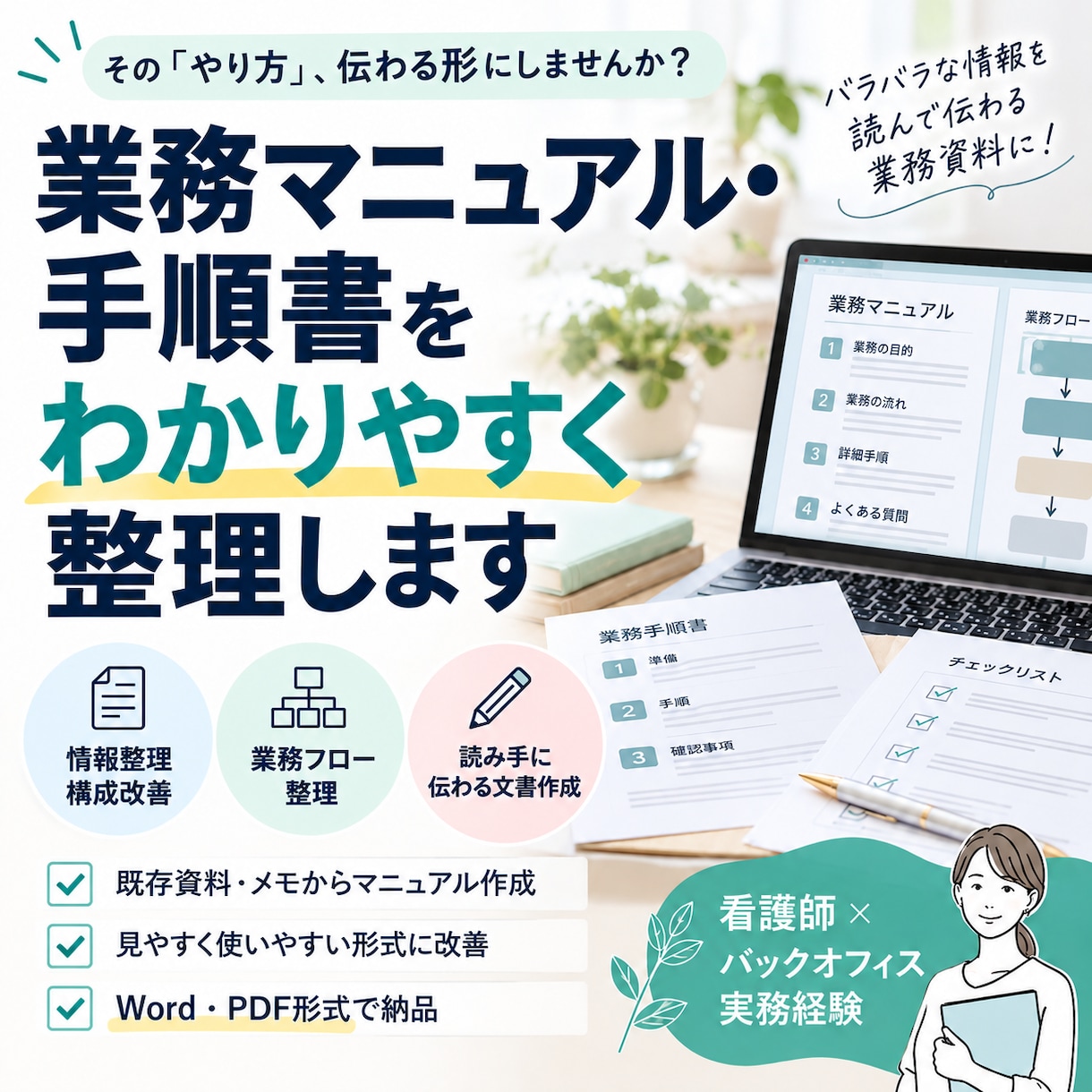 業務マニュアル・手順書をわかりやすく整理します バラバラな情報を見やすい業務資料に整えます イメージ1