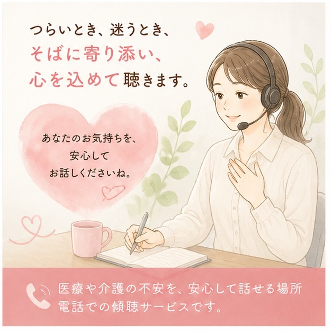 医療や介護の不安、看護師が一緒に考えます 看護師がつらい気持ちに寄り添い、一緒に整理します イメージ5