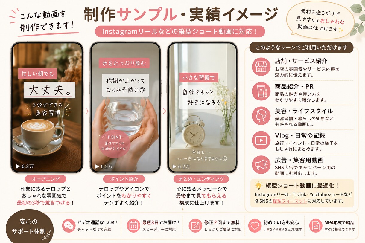 SNS用ショート動画を制作します 素材を送るだけ！見やすい縦型動画に仕上げます イメージ3