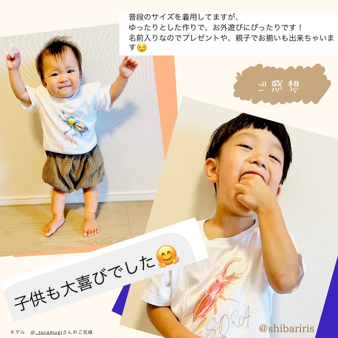 世界に一つだけ！お名前入り昆虫Tシャツお届けします 【名入れTシャツ・送料無料】ニジイロクワガタ イメージ2