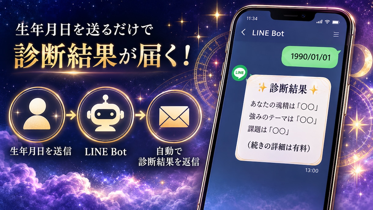 占い師さん専用｜月額不要LINE Bot構築します 占い師歴30年が作る、あなたの占術専用LINE Bot イメージ1