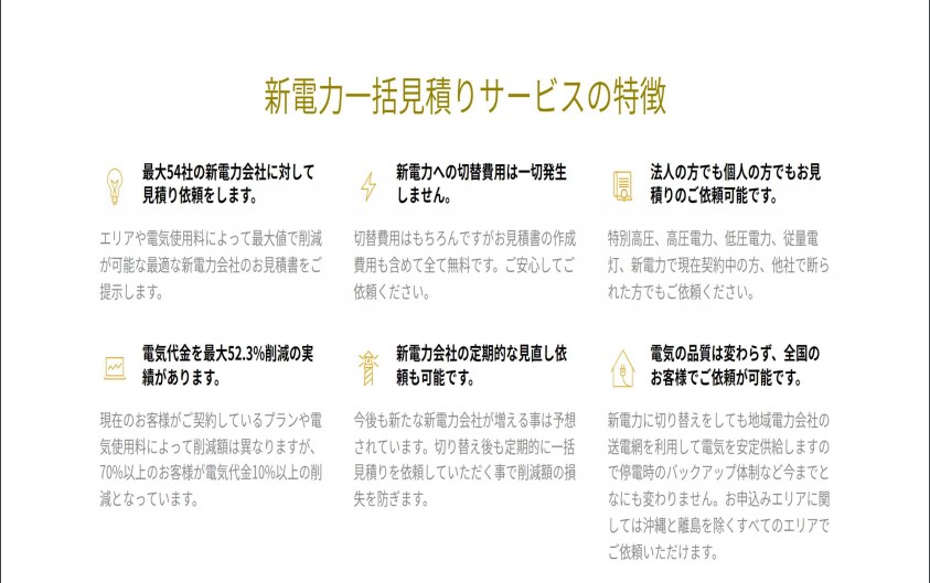 最大５４社の新電力への一括見積もりを無料でします 無料で一括見積！切り替え費用もなし！電気代を安くしましょう イメージ4