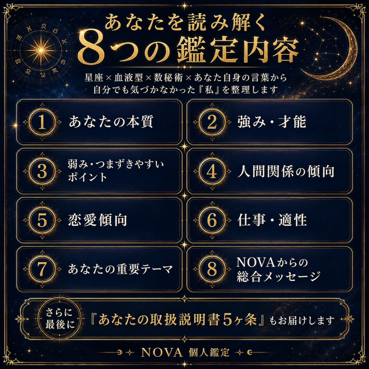 自分の性格・強み・弱みを深く読み解きます 星座×血液型×数秘術で作る、あなただけの「取扱説明書」 イメージ2