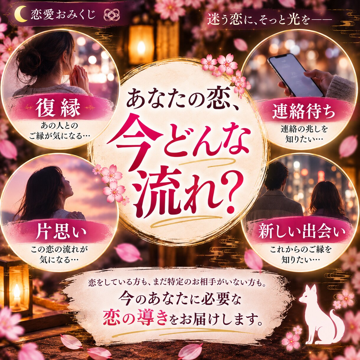 恋愛おみくじ｜ご縁・待ち人｜今後の恋愛運を占います 今、あなたの恋に必要な答えがここに。 イメージ2